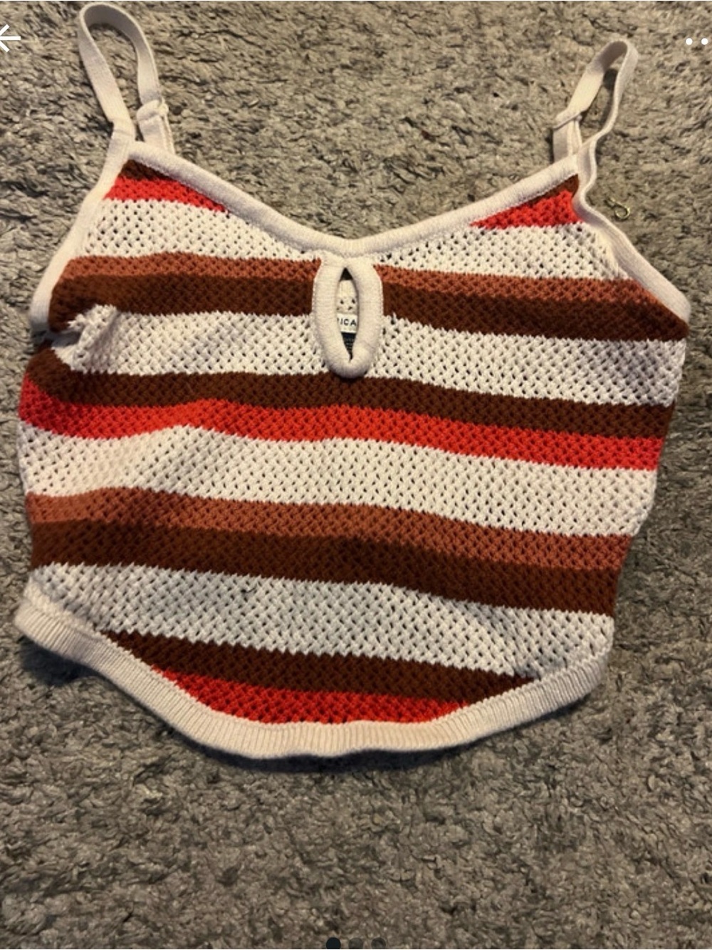 American Eagle Outfitters Striped Knit Cami in Cream, Red, and Brown